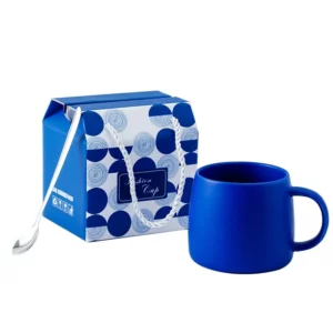 500ml Blue Ceramic Mug Gift Package Coffee Cup Creative design Splash ink Breakfast Oatmeal Cup Festival Gift Porcelain Mug - Image 6