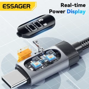 Essager Digital Dispaly USB C Cable For iPhone 16 15 Xiaomi Huawei 100W PD Fast Charging For Macbook iPad Type C to Type C Cable - Image 4