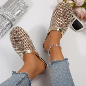 Women Slippers Summer 2025 New Luxury Brand Slippers Lightweight Round Head Shoes Water Diamond Large Flat Sandals Slides Women - Image 2