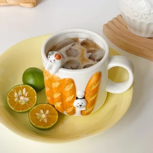 Japanese Cartoon Ceramics Coffee Cups, Cute Cat Cup, Personality Gift, Household Cartoon, Kawaii, Breakfast, Oat Milk Mugs - Image 3