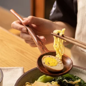 New Long Handle Ramen Wooden Spoon Japanese Kitchen Cooking Utensils Tableware Serving Tablespoons Home Large Soup Ladle - Image 4
