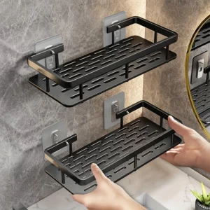 Punch-free Wall Mounted Bathroom Storage Organizer Shelf Shampoo Makeup Storage Rack For Kitchen Bathroom Accessories - Image 2