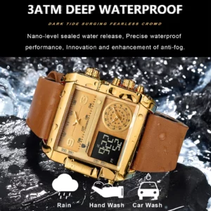POEDAGAR Luxury Man Wristwatch Rectangle Waterproof Luminous Day Week Men Watch Digital Multifunction Men's Watches Quartz Reloj - Image 3