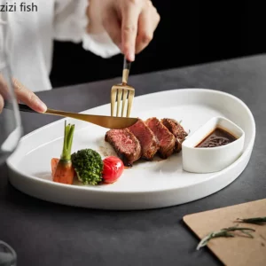 Ceramic Dinner Plate Restaurant Steak Plates Pasta Plates Vegetable Salad Plates Dessert Dish Household Solid Color Tableware - Image 2