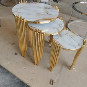 room furniture small apartment tempered glass top minimalist nordic gold nesting side table set of 3 for villa - Image 2