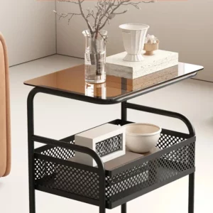 Cream Style Multi-Tier Sofa Side Table Rolling Snack Rack Living Room Coffee Table Small Movable Shelf for Bedroom - Image 3