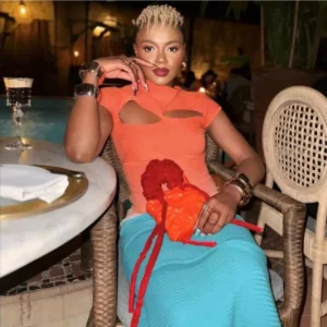 Sexy Knitted Gradient Orange Blue Hollow Out Maxi Dress Women Fashion Short Sleeve Skinny Stretch Tassel Y2K Birthday Long Dress - Image 3