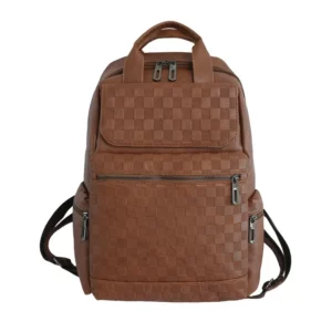 Fashion Plaid Men's Backpack Luxury Travel Backpacks Men Large Capacity Laptop Bags Soft Leather Backbags Student School Bag - Image 5