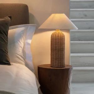 Japanese Rattan Desk Lamp Fabric Lampshade LED Lights for Living Room Decor Sofa Bedroom Bedside Night Stand Lighting Fixtures - Image 2