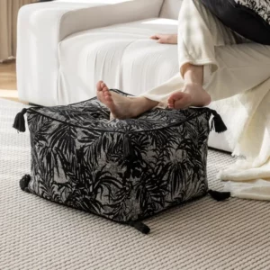 Retro Sitting Pier Chinese Style Loose Tail Sunflower Jacquard Low Stool Tatami Lazy Sofa Living Room Cushion Cozy Footrest - Image 2