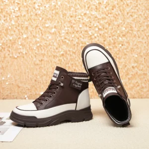 Winter High Top Chunky Warm Women Boots New Plus Velvet Cotton Shoes Side Zipper Modern Causal Soft Ankle Short Boots - Image 3