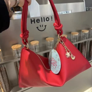Retro Red PU Envelope Package 2024 New Ladies Elegant Simple Zipper Shoulder Bag Large Capacity Fashionable High Street Handbag - Image 3