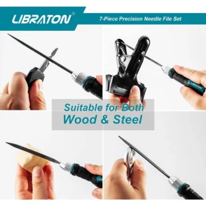 Libraton 6Pcs Needle File Set Interchangeable, Small Files, Mini Files, Wood Files, Metal Files Set, Steel Files with Handle - Image 6