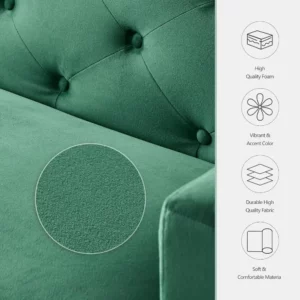 Living Room Sofa, Velvet Couch Convertible Sleeper Futon Sofas Bed with Tapered Metal Legs, Living Room Sofa - Image 6