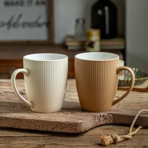 Vertical Stripes Mug Japanese Vintage Style Simple High Beauty Coffee Cups Household Large Capacity water cup Breakfast cup - Image 4