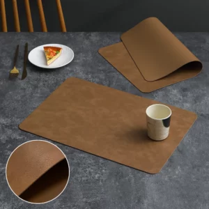 Home Kitchen Heat Resistant Leather Placemats Cafe bar Cleaning Wipeable Washable Place Mat Indoor Outdoor Mats & Pads - Image 3