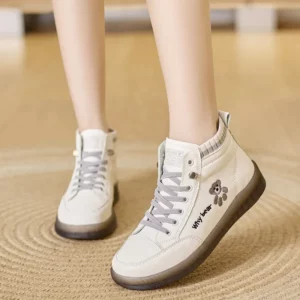 2024 New Women Genuine Leather Sneakers Spring High-top Casual Shoes Autumn First Layer Cowhide Ladies High Top Vulcanized Shoes - Image 1