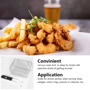 Detachable Fryer Basket Portable Practical Lightweight Stainless Steel Kitchen Safe Handle for Deep Chips Shrimps Easy Clean - Image 4