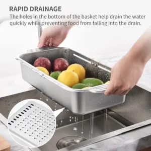 304 Stainless Steel Kitchen Sink Drain Basket Retractable Drain Rack Dish Washing Basin Chopsticks Dish Storage Shelf - Image 4