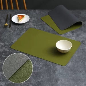 PVC Double-sided Leather Dining Table Mat, Desktop Decoration, Home Dining Plate Mat, Anti Slip Bowl Mat, Thermal Insulation Mat - Image 4