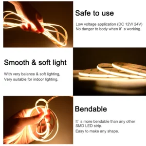 UL Listed COB LED Strip Light 320 480 LEDs/m 16.4ft High Density Flexible Tape Ribbon 3000-6500K RA90 Led Lights DC12V 24V - Image 5