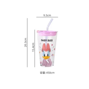 Disney Mickey Mouse Cartoon Printed Glass Straw Cup Fashionable High-Looking Student Dormitory Heat-Resistant Glass Cup - Image 6
