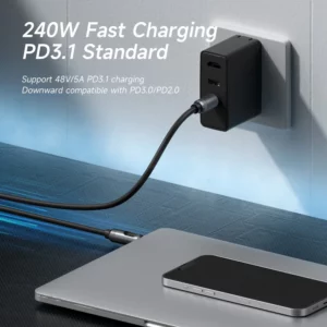 Hagibis USB C Cable with LED Display Type C to C Fast Charger Cable PD 240W Silicone Charging Cord for iPhone 16 Macbook Pro Air - Image 3