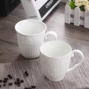 300ml, white embossed porcelain cute snow mugs, copo cafe nespresso cup, ceramic funny mugs christmas gift, taza para cafe cup - Image 2