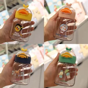 300ml Water Bottle With Straw Portable Travel Bottle Kindergarten Anti Drop Summer Cold Water Animal Water Bottle - Image 1