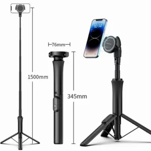 2025 Magnetic Selfie Stick Phone Tripod w Remote Extend Cell Phone Tripod Stand For MagSafe iPhone 15 14 13 12 XIAOMI SAMSUNG - Image 6