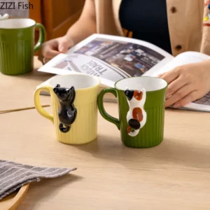 Cartoon Cute Cat Ceramic Mug Creative Office Water Cup Home Breakfast Milk Cup Couple Afternoon Tea Coffee Cup Friend Gift - Image 2