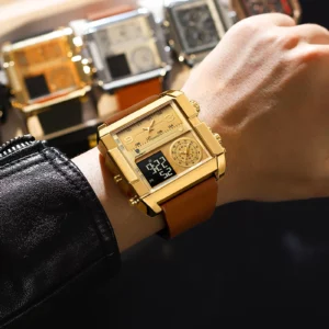 POEDAGAR Luxury Man Wristwatch Rectangle Waterproof Luminous Day Week Men Watch Digital Multifunction Men's Watches Quartz Reloj - Image 5