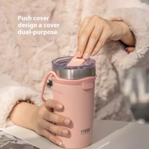 Tyeso Stainless Steel Coffee Mug with Straw Insulated Vacuum Flask Tumbler Double-Walled Thermos Bottle for Hot Cold Beverages - Image 3