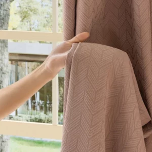 French Luxury Retro Chenille Herringbone Jacquard Light Gray Curtain Milky coffee Curtains for Living Dining Room Bedroom Custom - Image 8