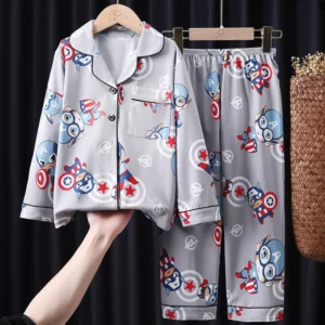 Children's Pajamas Set Spring And Autumn Cotton Long Sleeve Trousers Cool Superheroes Suit Comfortable Home Clothes - Image 4