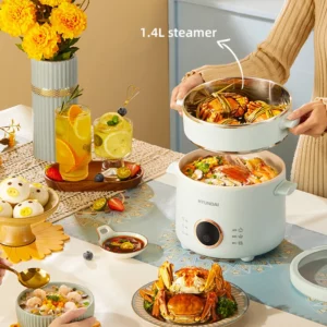 2L Electric Rice Cooker Cooking Pot Mini Multicooker Lunch Box Rice Cookers Hotpot Non-stick Electric Skillet Food Steamer 220V - Image 3