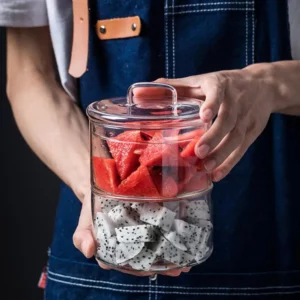 Ins Glass Bowl with Lid 430ml Transparent Storage Bowl Fruit Dry Food Salad Dessert Container Glass Can - Image 2