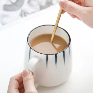 500ml Ceramic Mug With Spoon Japanese Hand Painted Style Breakfast Cups Office Home Teacup Water Cup Drinkware Gifts - Image 5