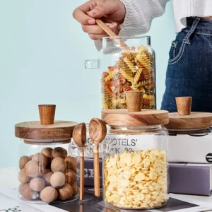 Glass Sealed Jar Five Grains Coffee and Tea Storage Can with Wooden Spoon Seasoning Bottle Kitchen Moisture-proof Storage Tank - Image 4