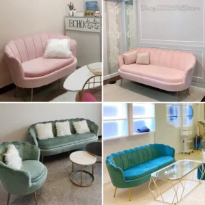 Sofa living room small apartment Nordic simple modern light luxury net red bedroom clothing store double simple lazy sofa - Image 3