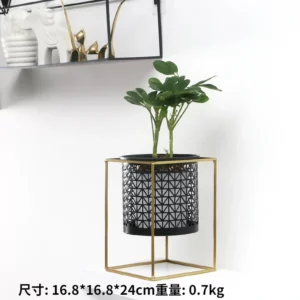 Limited Nordic Light Luxury Gold Hollowed Flower Pot Creative Fashion Balcony Plant Stand Simple Atmosphere Indoor Decor Shelf - Image 3