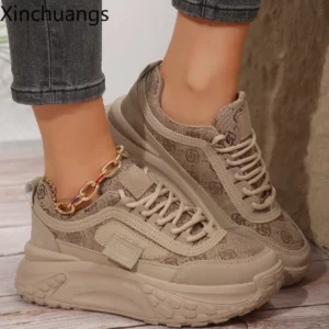New Women's Causal Sneakers Woman Fashion Breathable Lace Up Sports Shoes Platform Walking Designer Shoes - Image 2