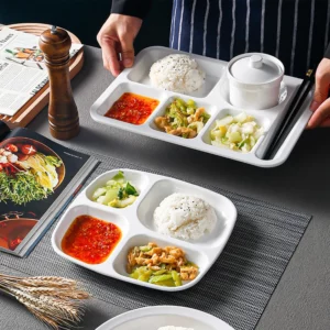 Food Dinner Plates Divided Dinner Tray Lunch Container Food Plate for School Canteen 3/4/7 Section Kitchen Compartment Plate - Image 6