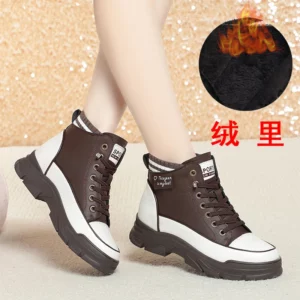 Winter High Top Chunky Warm Women Boots New Plus Velvet Cotton Shoes Side Zipper Modern Causal Soft Ankle Short Boots - Image 6