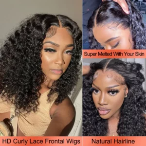 Short Bob Lace Frontal Wig Human Hair 13x4 Deep Wave 180% Density Lace Front Wigs Short Bob Wig Human Hair Lace Frontal Wigs - Image 2