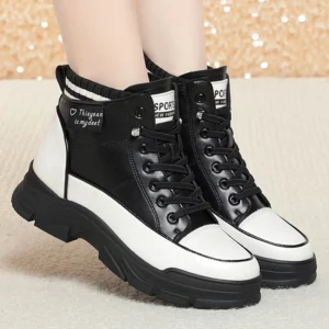 Winter High Top Chunky Warm Women Boots New Plus Velvet Cotton Shoes Side Zipper Modern Causal Soft Ankle Short Boots - Image 4