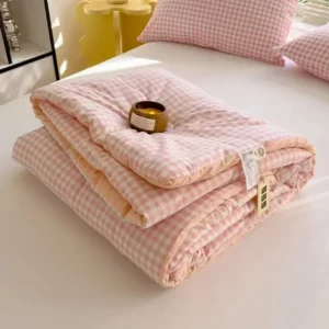 Fresh Plaid Summer Quilt High Quality Double-sided SummerQuilts Queen Bed Quilt Simple Luxury Comforter Thin BedCover Bedding. - Image 6