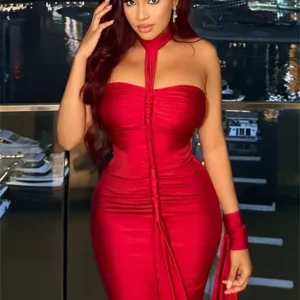 Weird Puss Elegant Halter Maxi Dress Women Backless Skinny Hand Strap Hem Summer Trend Sexy Vacation Birthday Party Vestidos - Image 5