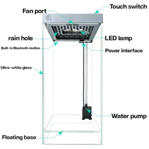 DIY landscape Glass Fishbowl Fish tank to simulate falling rain APP Bluetooth connection control Small Pet Fish Tank - Image 4