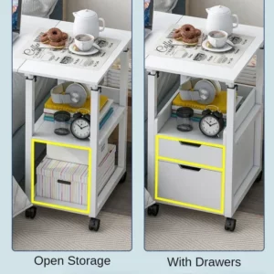 Movable Lift Bedside Table Foldable Laptop Table for Bed Multi-layer Storage Desk Sample Study Desk Versatile Workstation Desk - Image 5